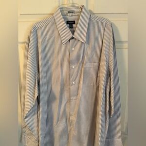 Van Heusen Men’s White Shirt with Blue Pinstripes